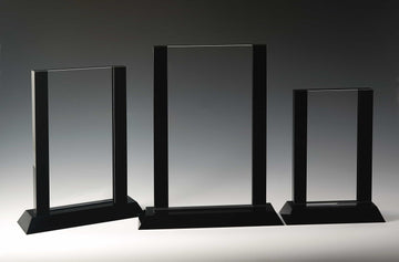 Broadway Panel Crystal Award, customizable with texts and logos black panel crystal award for corporate events